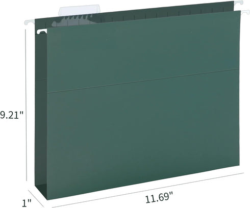 HERKKA 80 Pack Hanging File Folders, Reinforced Letter Size, Heavy Duty 0 Inch Expansion, Green, 1/5-Cut Adjustable Tabs
