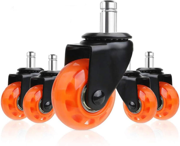 Office Chair Caster Replacement Wheel Set of 5, 2" Heavy Duty Universal Rubber Wheels for Hardwood Floor and Carpet