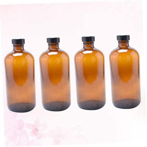 Set 4 of Refillable Boston Round Glass Bottles for Essential Oils