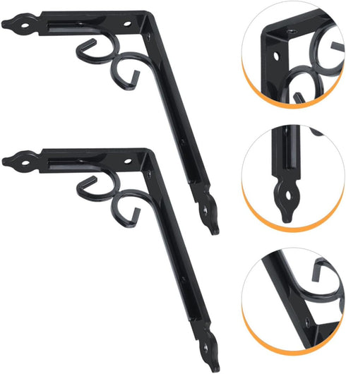 2pcs Luxshiny Heavy Duty Iron Angle Wall Brackets Shelf Support for DIY Storage and Workbench Low Profile Load-Bearing