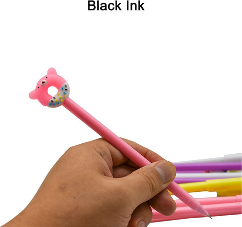 Maydahui 12PCS Cute Animal Donuts Gel Pen, Fun Food Pens, Panda Bear Cat Unicorn Style, Black Ink for Party School