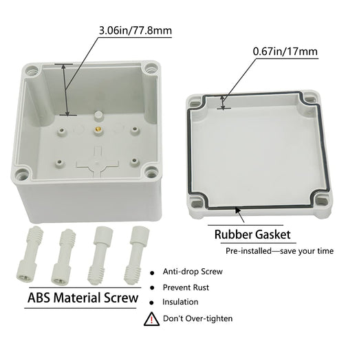 Zulkit Junction Box, IP67 Waterproof Dustproof ABS Plastic Electrical Project Enclosure, Grey 4.92 x 4.92 x 3.94 inch
