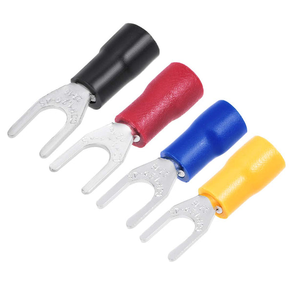 uxcell 200Pcs SV1.25-4S Insulated Fork Spade U-Type Wire Connector, Electrical Crimp Terminal