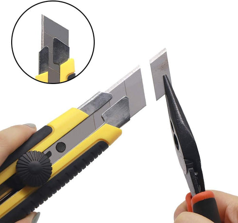 25MM Heavy Duty Utility Knife with 10pcs SK-5 Retract Blades, Rubber Grip Box Cutter for DIY Crafts