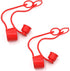 1/4" Skid Steer Bobcat Flat Face Hydraulic Coupler: Male Female Dust Caps and Plug Kits, Red Cap with Retention Ring