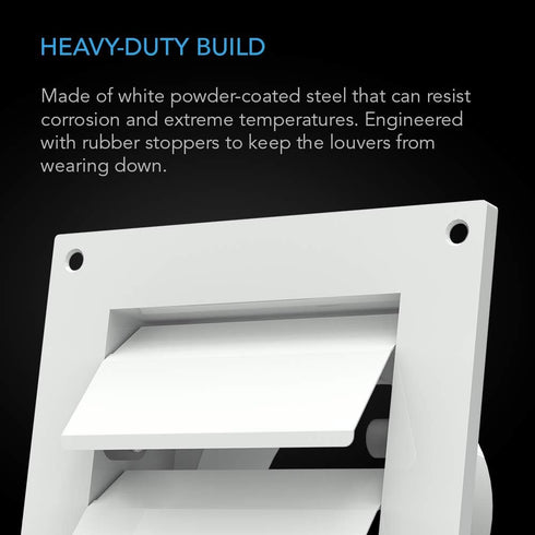 4 AC Infinity Wall Mount Duct Shutter, Outdoor Louver Gable Vent Hood for Home Attic Grow Tent HVAC Systems