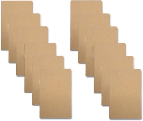 Yansanido 12 Pcs Brown Cover Pocket Notebook, 5.5 x 3.5 Inch, 32 Sheets (64 Pages), 8 mm Ruled (Pack of 12)
