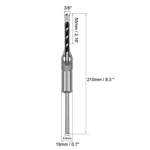 uxcell Square Hole Drill Bit, 3/8" High-Carbon Steel Hollow Chisel for Woodworking Power Tool
