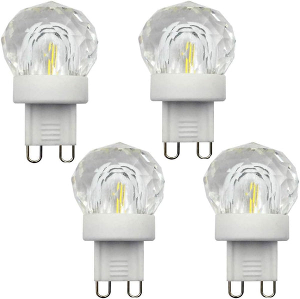 Lxcom Lighting G9 LED Bulb 2W Dimmable, Globe Crystal LED Light Bulbs, 20W Equivalent, Daylight White 6500K, 4 Pack.