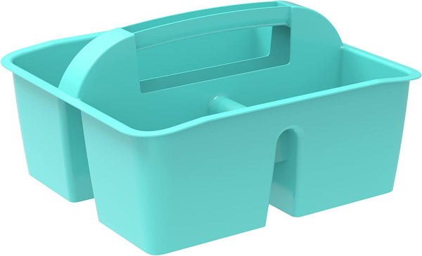 Storex Modern-Series Small Caddy, Multipurpose Classroom Organizer with Handle, Teal, 6-Pack (01061U06C)