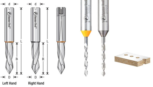 Amana Tool 317013 Solid Carbide Dowel Drill Bit Through Hole Boring Drill Bits 3mm D x 70mm Long x 10x25mm Shank Left Hand