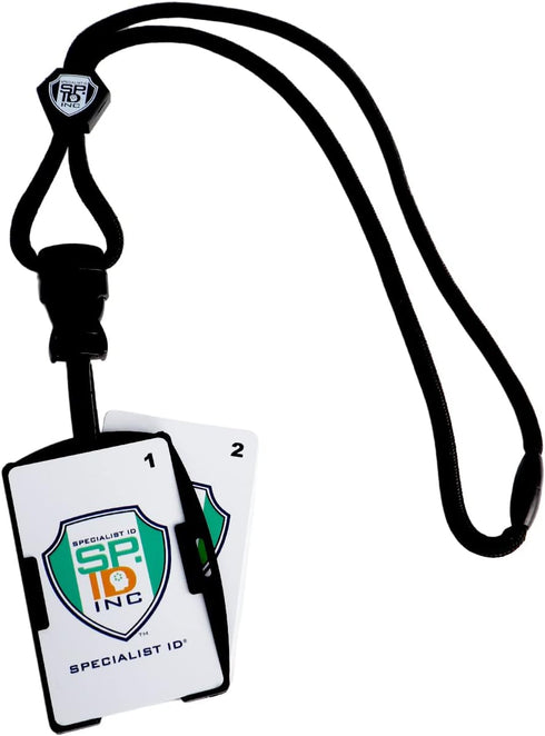 Metal Detector Friendly Lanyard with Badge Holder - 2 Card Display - Double Sided Open Face