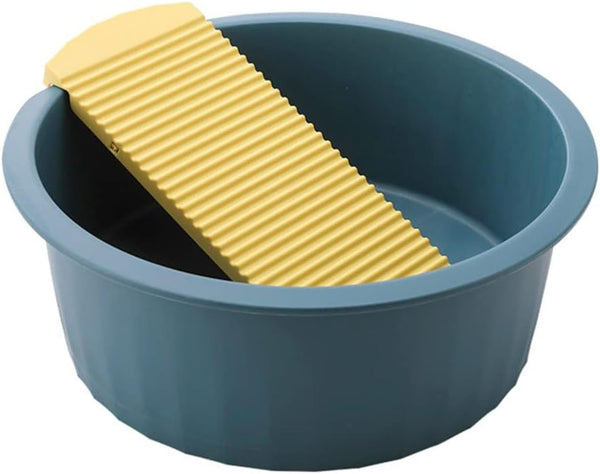 Ipetboom Washboard Basin Set 14 Inch Hand Washing Clothes Basin with Non-Slip Washboard