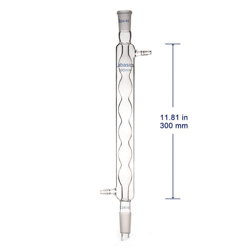 Borosilicate Glass Allihn Condenser, 24/40 Joint, 300mm Jacket Length Lab Glass