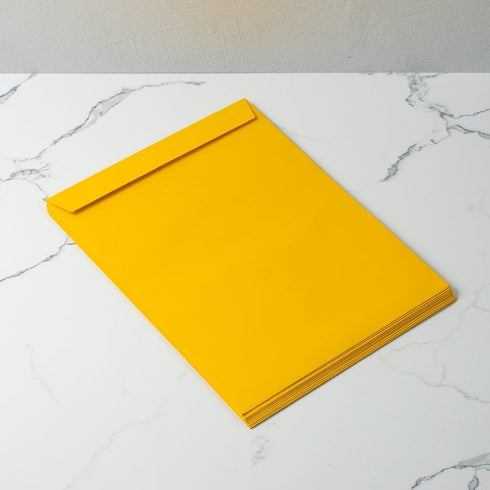 LUXPaper Open End Envelopes 10 x 13 | Peel & Press | Sunflower Yellow | 80lb. Text | 50 Qty