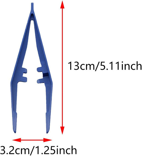 30PCS Disposable Tweezers 13cmx2.3cm Plastic Clips for Medical First Aid Kit Crafts Gauze Laboratory School Mini Battery Replacement Cosmetics Blue