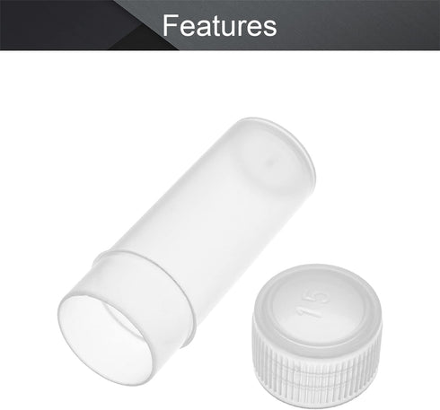 Othmro 50Pcs 5ml Plastic Lab Cylindrical Chemical Reagent Bottle, Wide Mouth for Liquid Storage