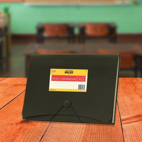 School Smart Poly Expanding Files - 13 Pocket, Black, 85104