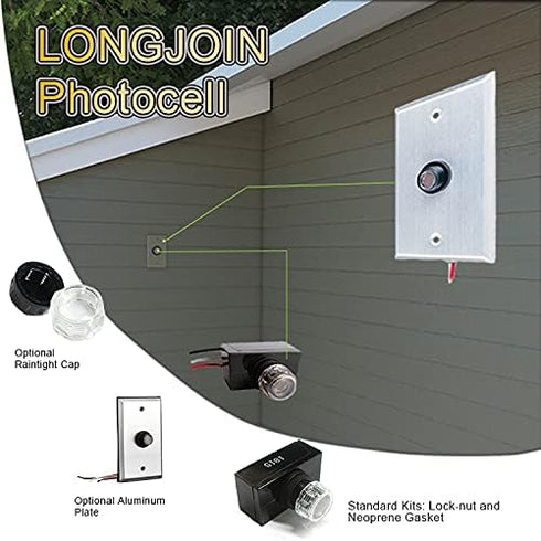 Dusk to Dawn Sensor Photocell Switch Wire-in Light Control IP65 Waterproof Sensor for Outdoor Lights