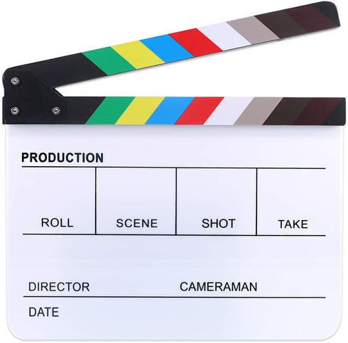 Hilitchi Acrylic Plastic Slate, 25x30cm/10x12" Dry Erase Director's Film Clapboard with Color Sticks