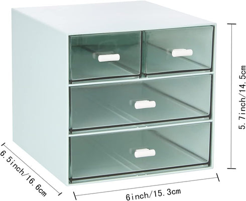 LETURE Desk Organizer with 4 Drawers - Clear Plastic Storage Box for Office Supplies, Gel Pens, Pencils
