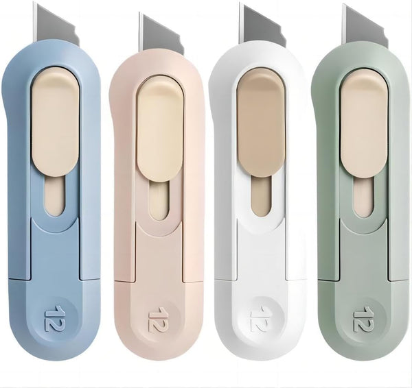 4 Pcs Utility Knife, SK5 Retractable Blade Duty Box Cutter, Razor Sharp for Paper, Craft, Home & Office
