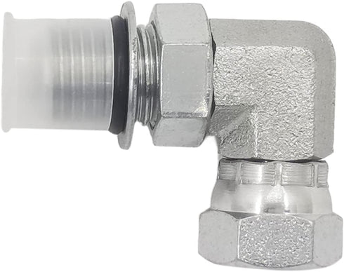 (2-PACK) 6901-06-04-NWO Hydraulic Hose Adapter Fitting, 3/8" Male Adjustable Nut O-Ring Boss, 90° Elbow
