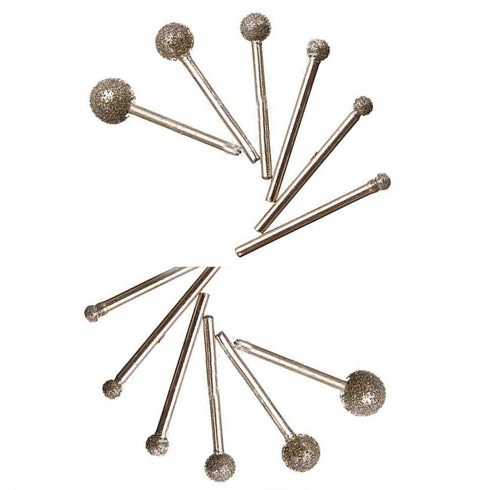 12 Pcs 1/8" Shank Diamond Tipped Coated Mount Point, Rotary Grinding Head Jewelry Burr