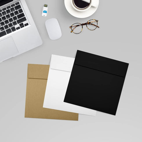LUXPaper 5 1/2" x 5 1/2" Square Invitation Envelopes | Peel & Press | Midnight Black | 80lb. Text | 50 Qty