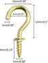 Biaungdo 100 Pcs 1/2" Ceiling Cups Hooks, Gold Screw Hooks with Self-Tapping Screws