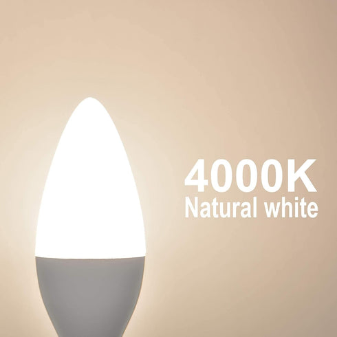 E12 Bulb Bulb 50 4000K B11 Bulbs 500 No-Dimmable Pack 12 hansang LED Candelabra Base, Type B LED Watt Equivalen Natural