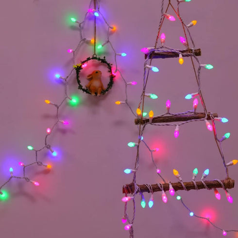 C3 50 Count 120V Easter String Lights LED Multi Color Glass Lights Easter Pastel Light UL Certified Connectable Outdoor