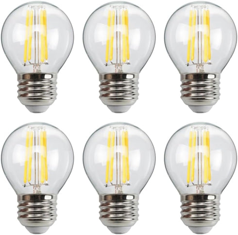 Bitlitshine 6-Pack G45 E26 LED Small Globe Bulbs 60Watt Equivalent, 2700K Warm White,