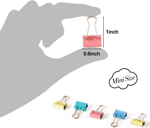 Ufmarine 120 Pcs Mini Binder Clips 15mm, Colored Small Binder Clips for Office