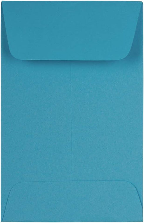 JAM PAPER #1 Coin Business Colored Envelopes - 50/Pack - 2 1/4 x 3 1/2 - Blue Recycled