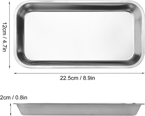12 PCS Small Surgical Tray, 8.86 x 4.7 Inch Stainless Steel Medical Tray for Tattoo, Resin, Lab Supplies