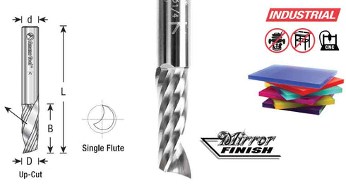 Amana Tool 51411 Solid Carbide CNC Spiral 'O' Single Flute, Plastic Cutting 1/8 Dia x 1