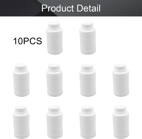 Othmro 10 Pcs 8.45oz/250ml Plastic Bottles, Lab Cylindrical Chemical Reagent Bottle, Wide Mouth