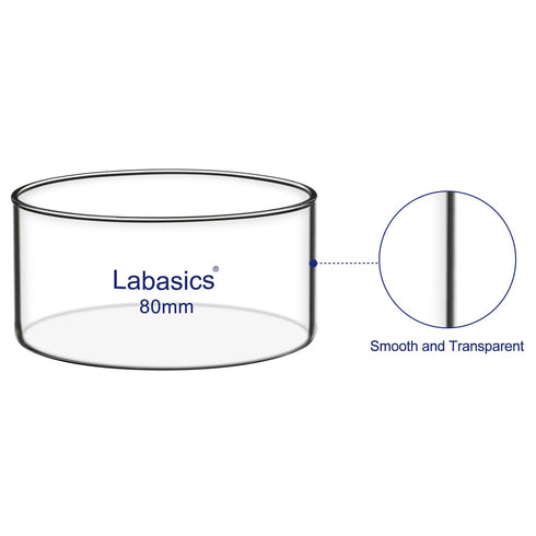 Crystallizing Dish, No Spout Flat Bottom High Borosilicate Glass for Crystallization, 80 mm, 100 ml