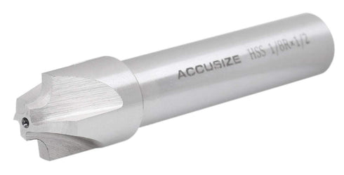 Accusize Industrial Tools 1/8'' H.S.S. Corner Rounding End Mills, 1/2'' Shank Dia, 5/8'' Cutter Dia
