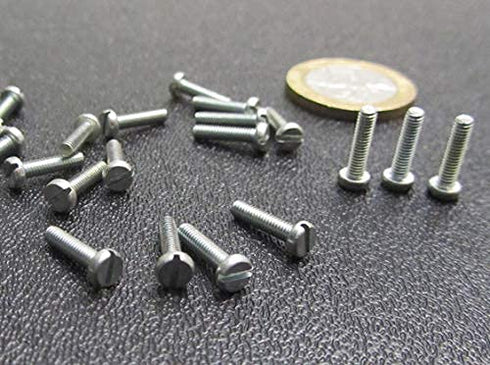 K-mac 18-8 M2.5 .45 mm 10 mm 200 Zinc Plated Stainless Steel Cheese Head Slotted Machine Screws, FT, x Thread Size x