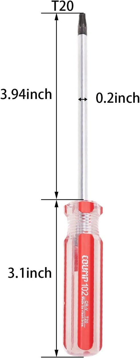 Mormchlots 1Pcs T20 Red Security Torx Screwdriver with Magnetic Tip Plastic Grip, Torx Screwdriver with Hole
