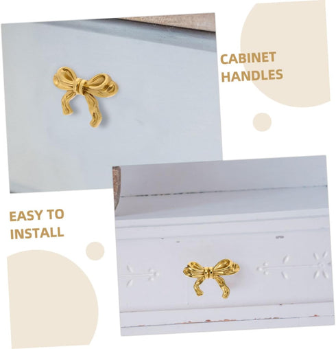 4pcs ibasenice Elegant Bow Drawer Pulls Decorative Brass Knobs for Cabinets and Dressers Ergonomic Design Suitable