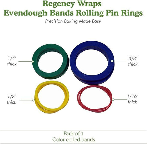 Regency Wraps Evendough Bands, Set of 4 Sizes for Rolling Dough to Precise Thickness for Pizza, Pies, Pastries