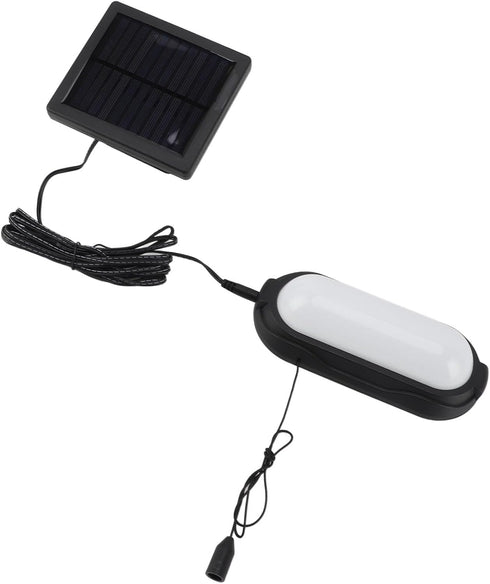 Solar Pendant Light, Wall Mounted Outdoor Powered LED Shed with Pull Cord