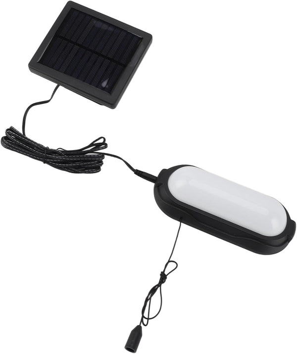 Solar Pendant Light, Wall Mounted Outdoor Powered LED Shed with Pull Cord