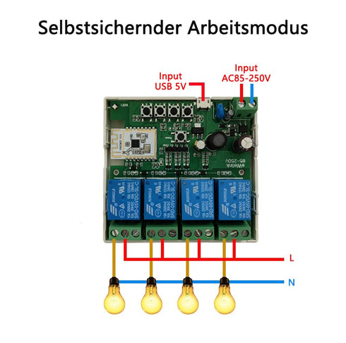 Jane Eyre eWeLink 4 Channels Wireless Smart Switch, USB 5V/AC85V-250V Smart WiFi Relay Switch Module