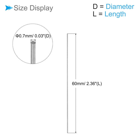 Round Steel Rod, 0.7mm Diameter 60mm Length, High Speed Steel Bar Stock Craft DIY Tool - (Applications: for Drill Lathes Boring Machine), 5-Pieces