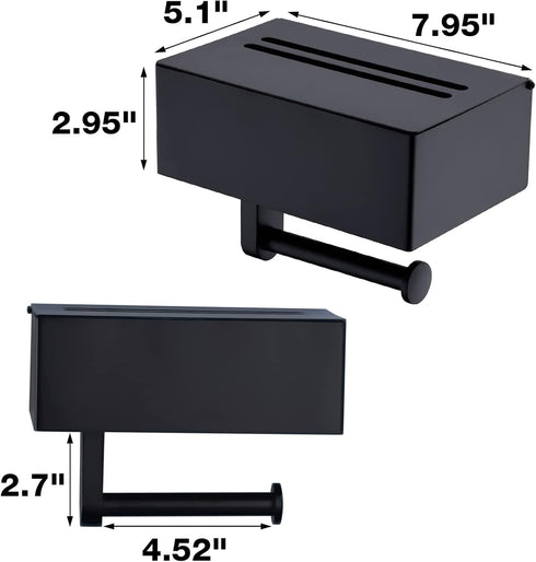 TRUSTMI Toilet Paper Holder with Storage Shelf Phone Standing Tisuse Box Cover Square Bathroom Wet Wipe Facial