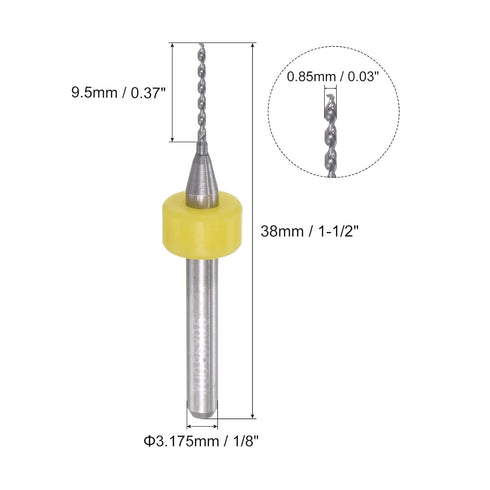 uxcell Micro PCB Drill Bit Set, 10pcs 1/8" Shank 0.85mm Solid Tungsten Carbide CNC Engraving Bits